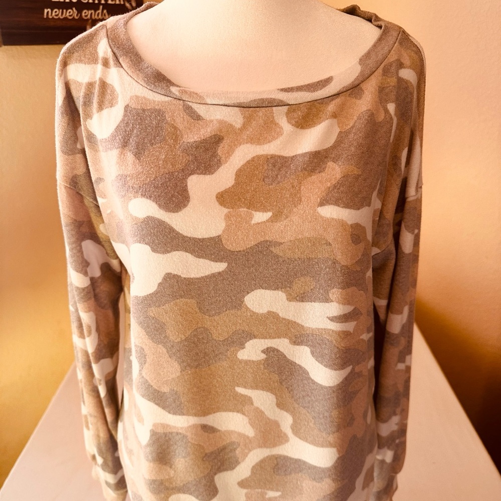 Cream and Brown Relaxed Top